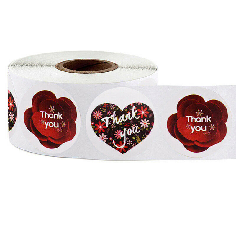 500pcs/roll heart Thank you stickers seal labels scrapbooking for gifts s.l8