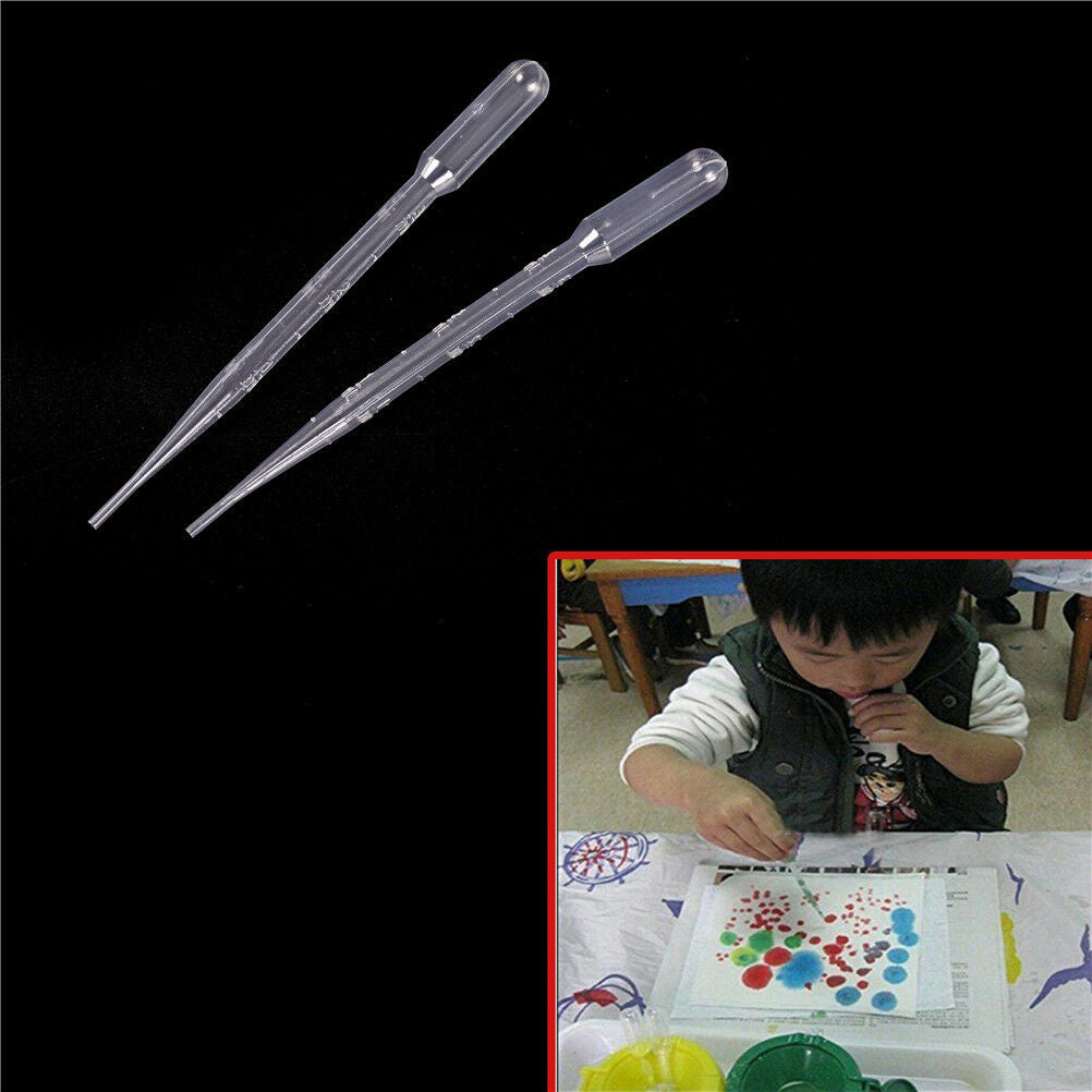 100PCS 3ML Transparent Pipettes Disposable Safe Dropper  Graduated Pipet biH Kt
