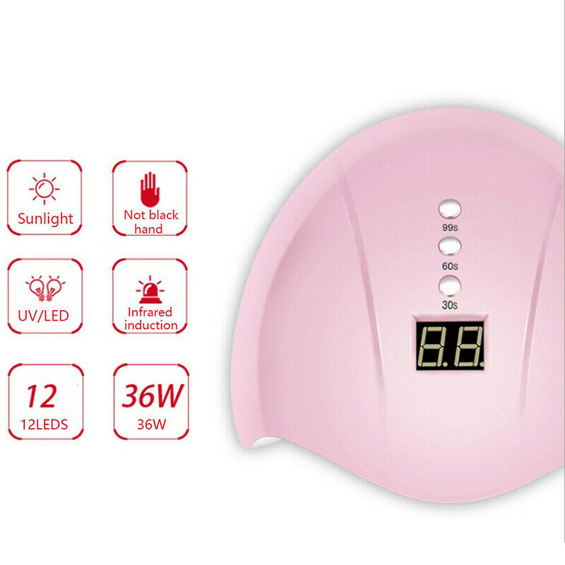 36W Nail Art USB Nail Lamp UV 12 led Light Nail Gel Dryer Curing Polish Mach,`BD