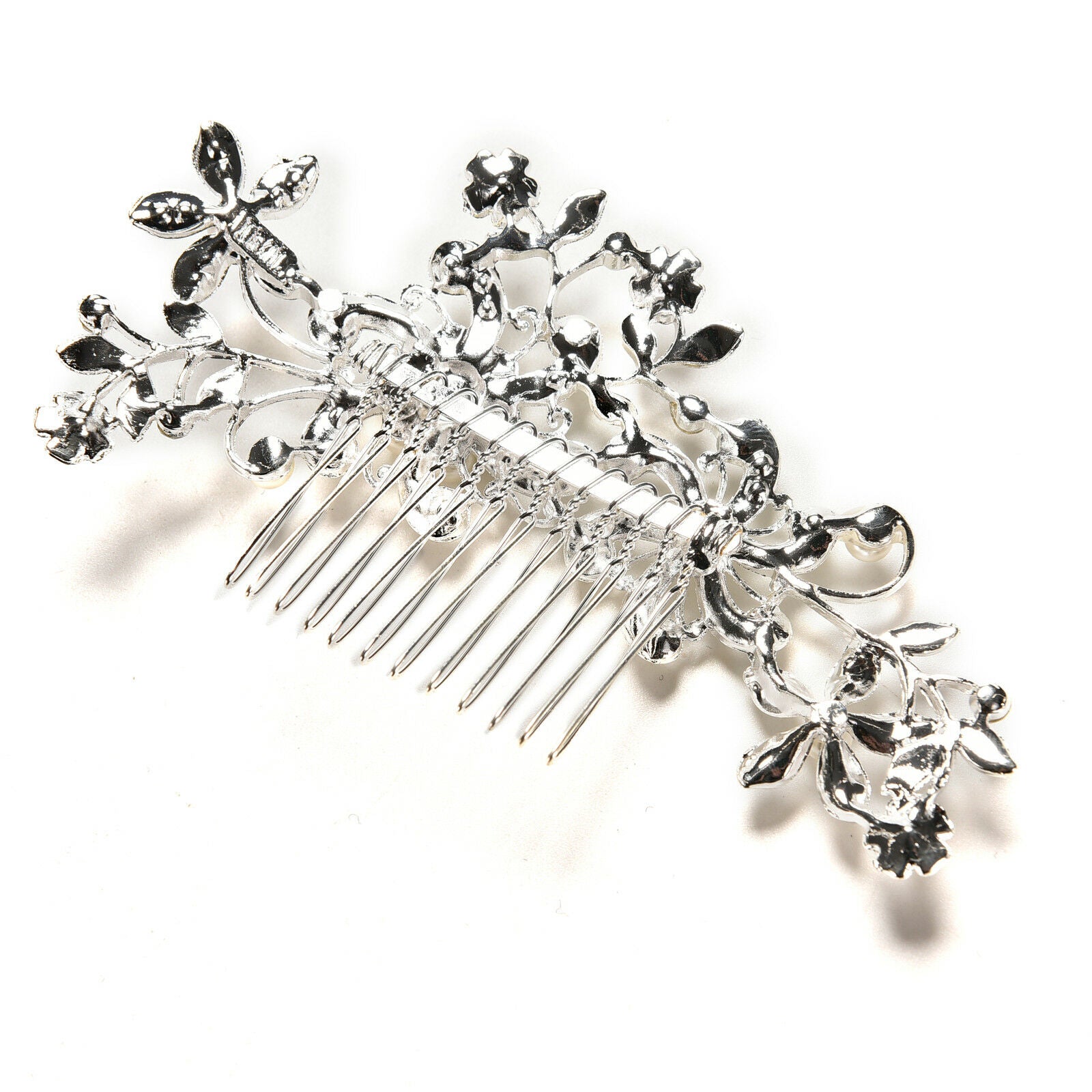 Crystal Rhinestone Wedding Flower Pearls Hair Clip Hair Comb For Women Bri.l8