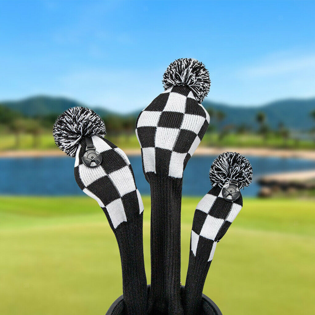 3PCS Golf Knittiing Club Head Cover Driver, Fairway Wood, Hybrid Headcover