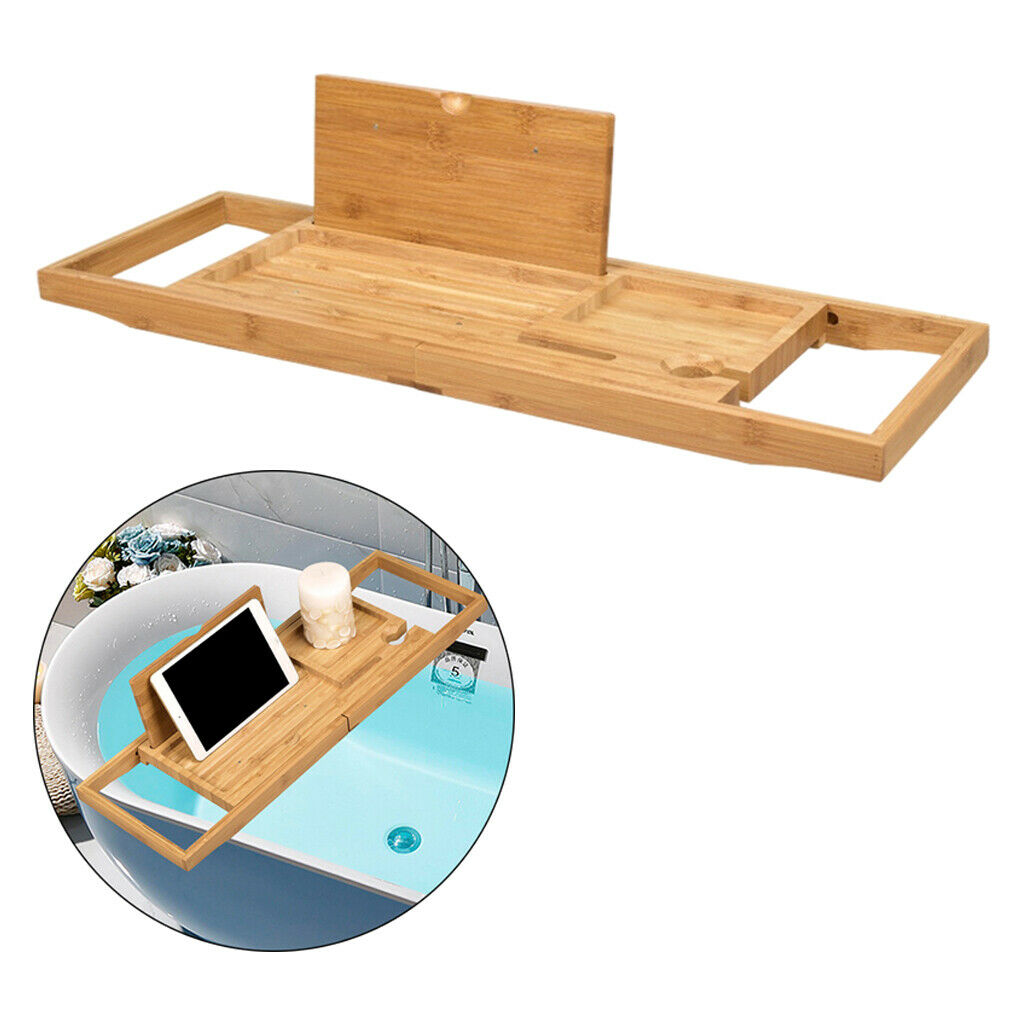Bath Tub Caddy Wooden Bathtub Tray Shelf Organizer for Home Spa Experience