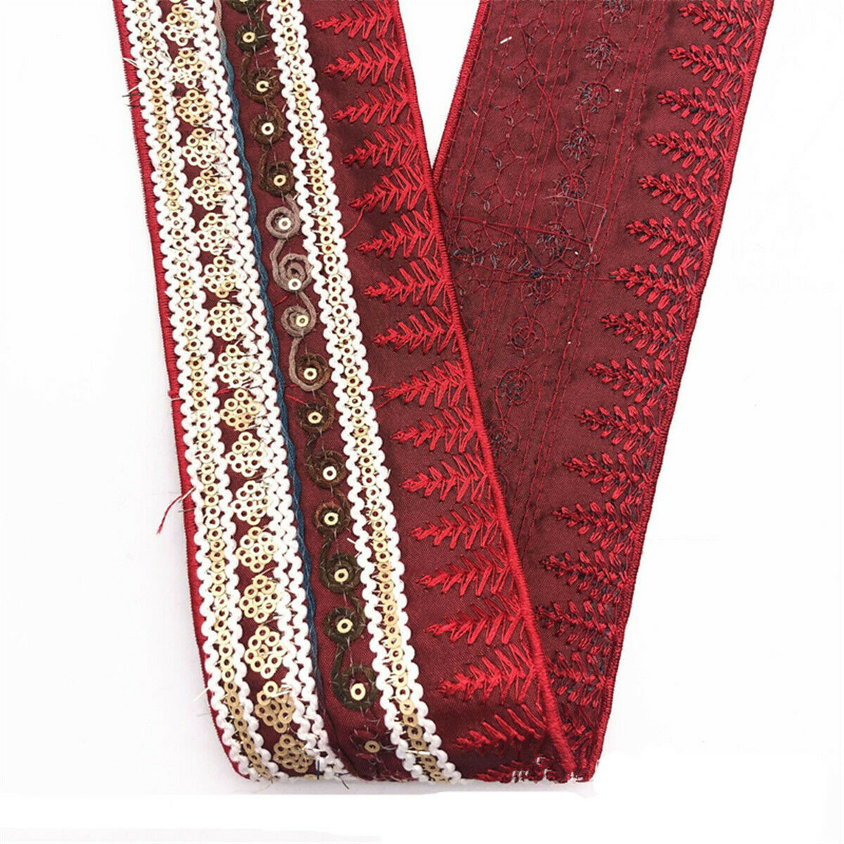 2 Yards Lace Ethnic Trim Embroidery Jacquard Ribbon Woven Belt Collar Craft DIY