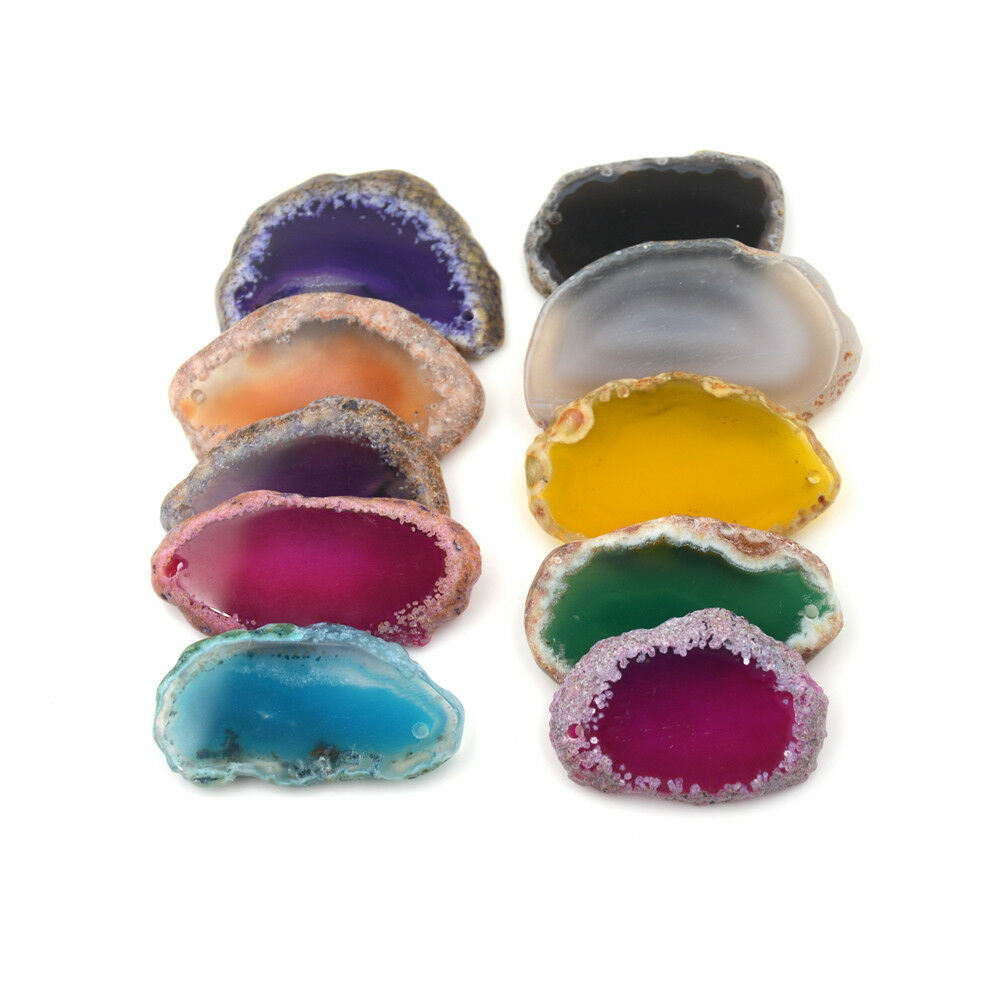 New Natural Agate Slices Geode Polished Slab Brazil Crystal Quartz Ornamen.l8