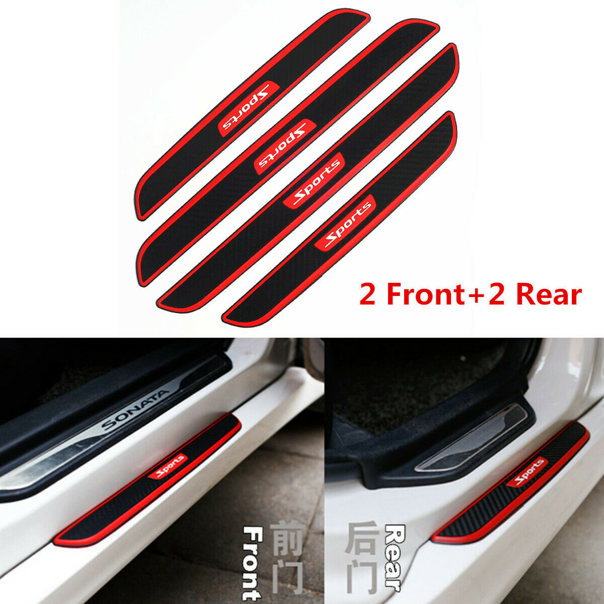 4Pcs Front+Rear Door Scuff Sill Cover Car Door Sill Panel Step Protector Strips