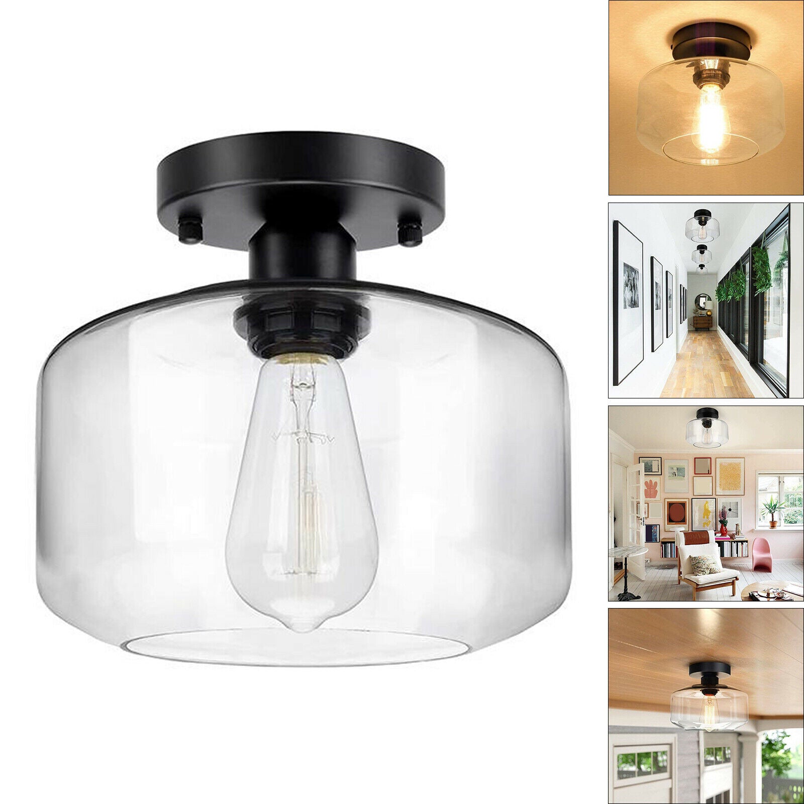 Ceiling Light Glass Lamp Shade Farmhouse Porch Kitchen Bedroom Bar Hanging
