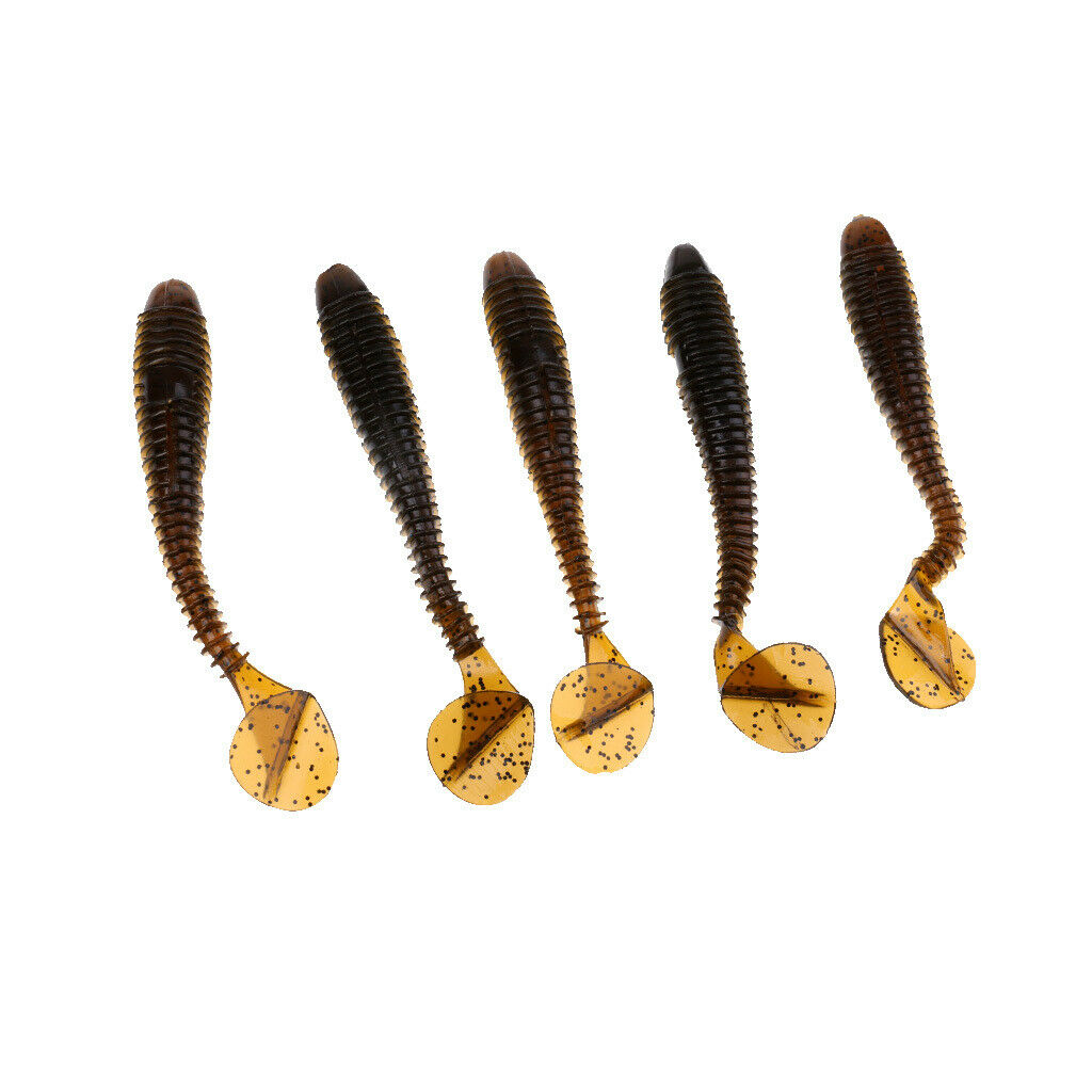 5Piece Lifelike Soft Long Fishing Lure Swimbaits Worm Artificial T Tail Bait