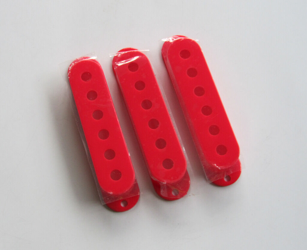 3x Red 52mm Pole Spacing ST Strat Guitar Pickup Cover Covers 3 Single Coil