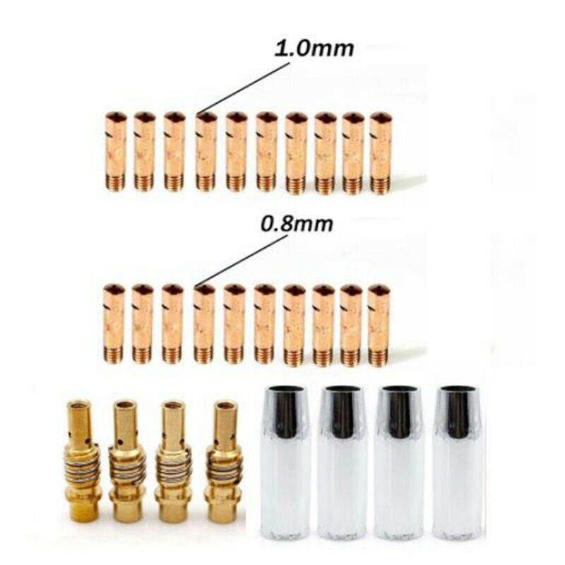 28Pcs MB15 MIG Welding Torch Consumables Holder Conical Gas Nozzle Contact TipH9