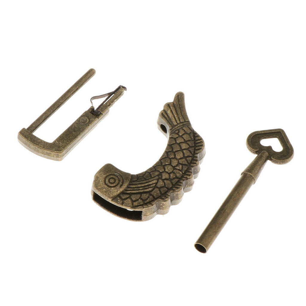 Carved Padlocks with Keys Lock Key for Jewelry Box Mini Gifts New Fish Shape