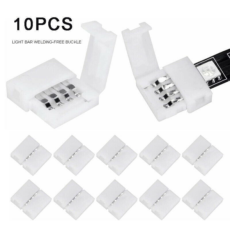 10pcs 4-pin 10mm  Solderless Gapless Connector for SMD 5050 RGB LED Strip Light