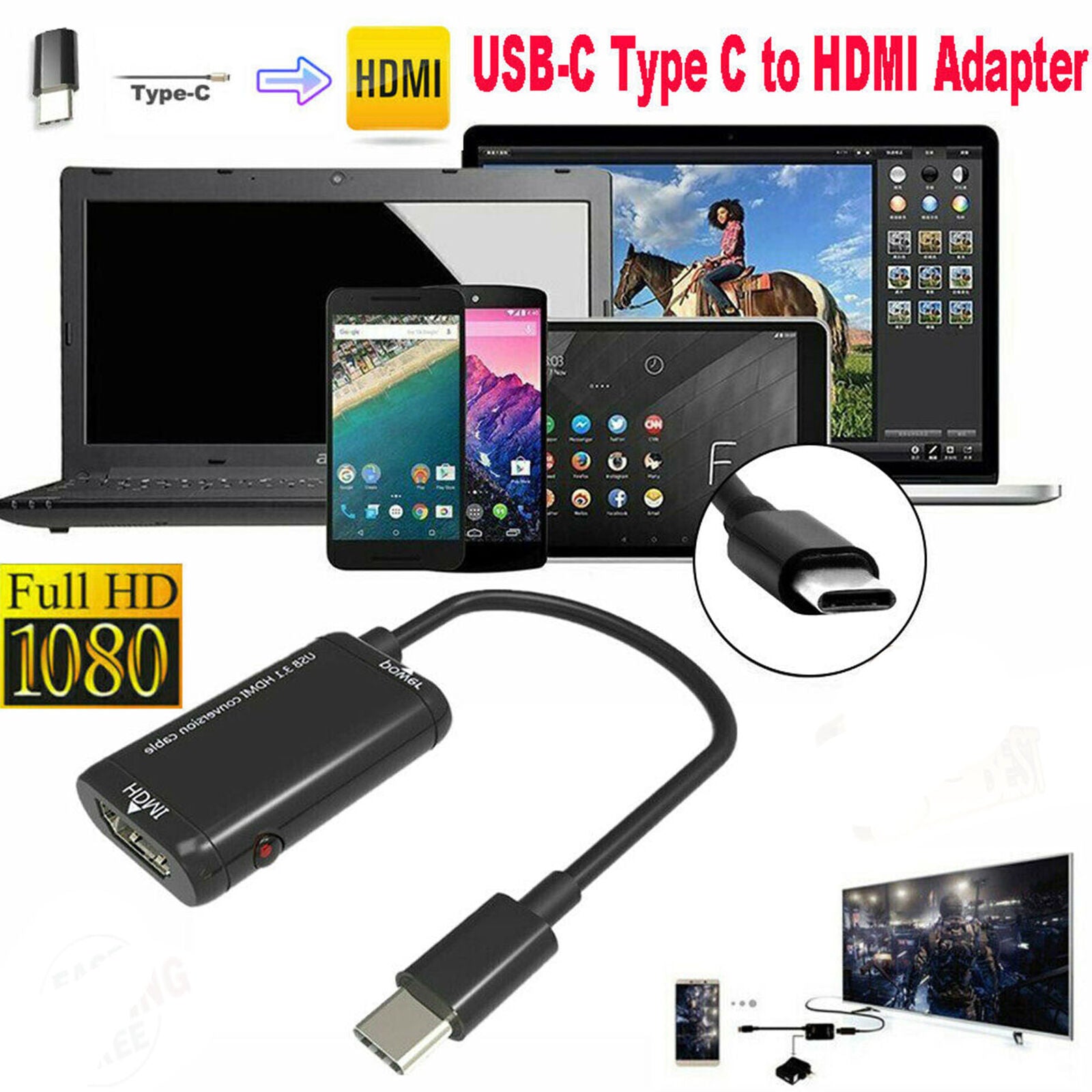 Hot USB-C Type C to HDMI Adapter USB 3.1 TV Cable For MHL Android Phone Tablets