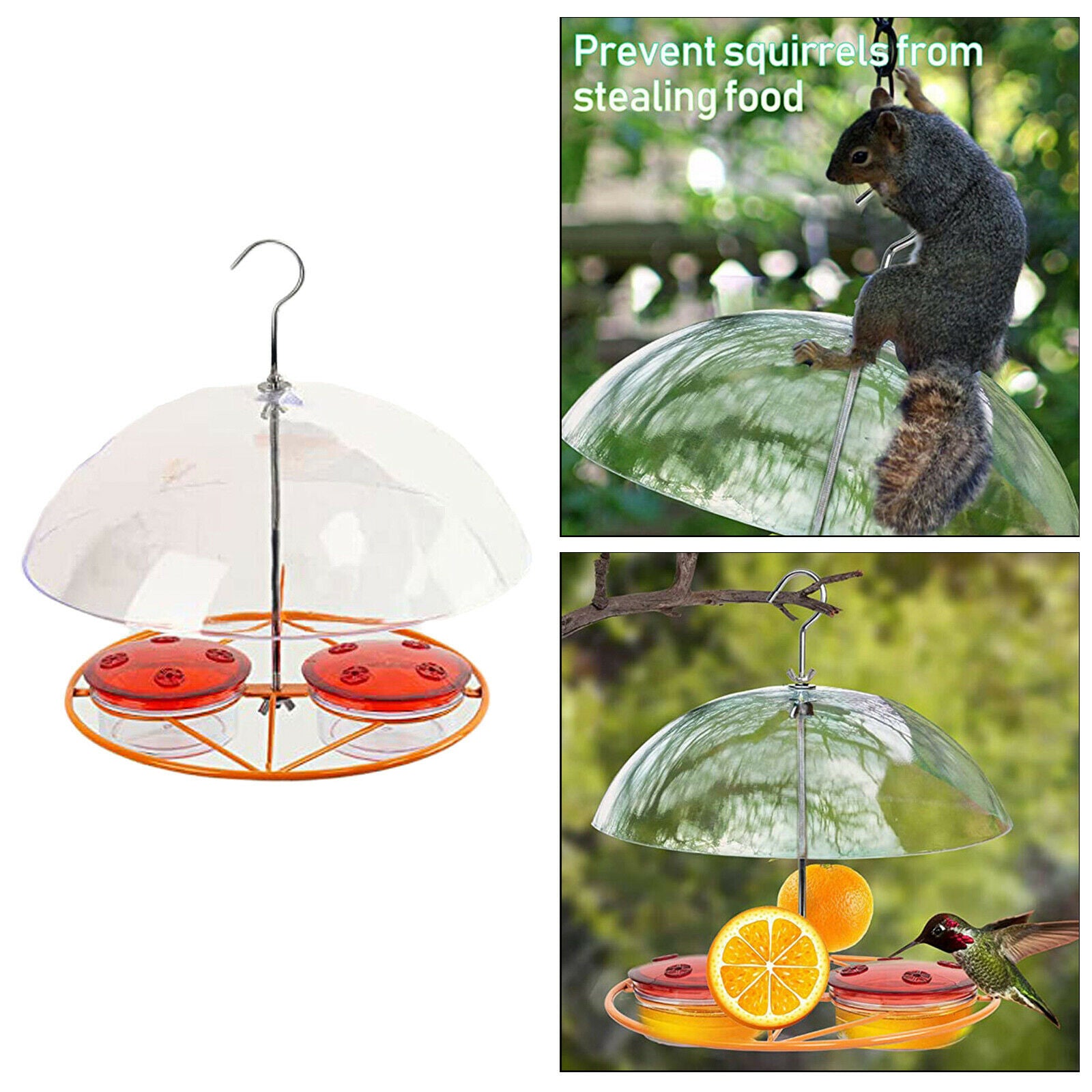 Plastic Bird Feeder w/ Transparent Roof Garden Hanging Garden Patio Outdoor