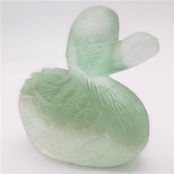 61x60x28mm Natural Green Fluorite Carved Duck Decoration Statue Decor HH7918