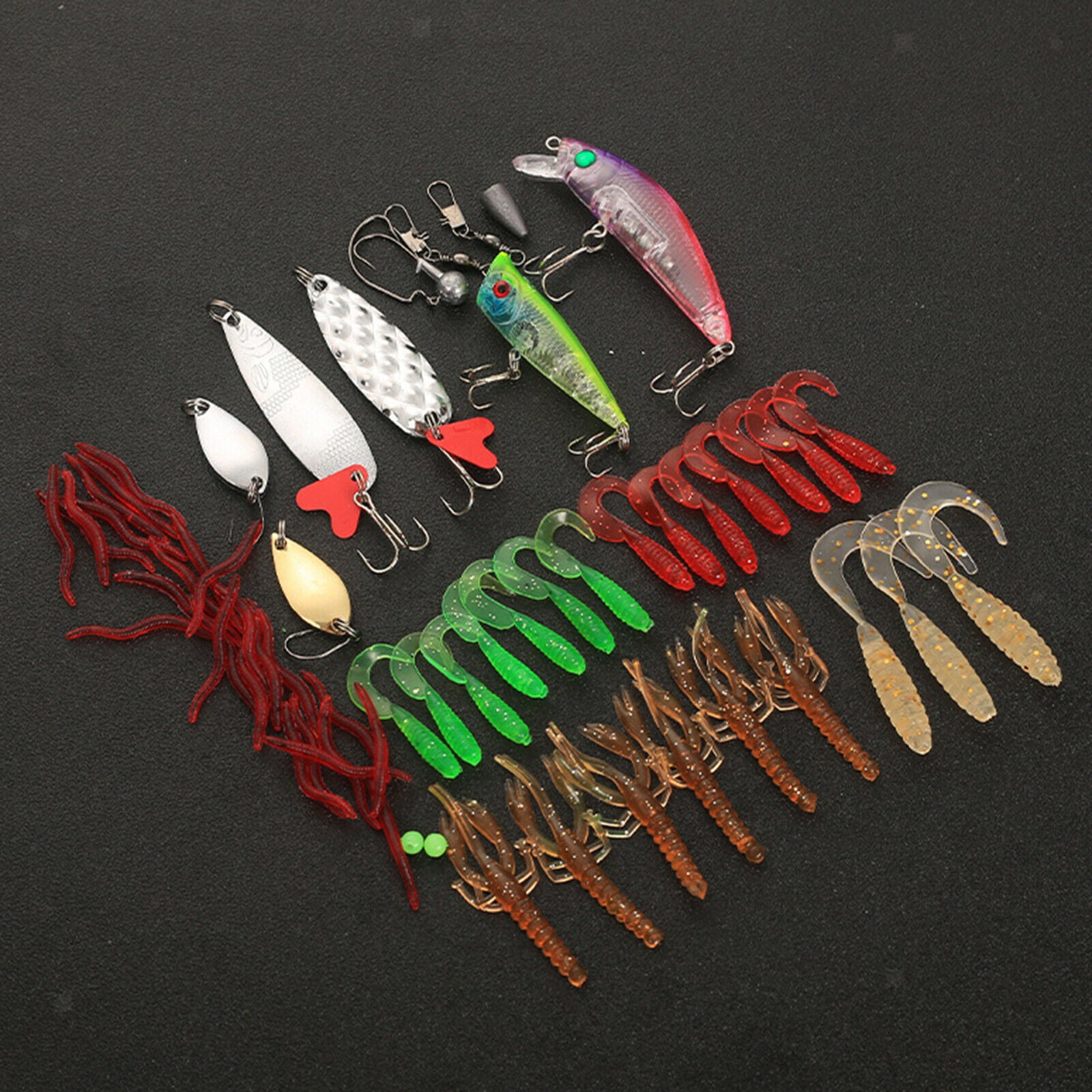 59 Fishing Lure Set Kit Spinnerbait Hooks Bass Fishing Lures Bait Tackle Boxs