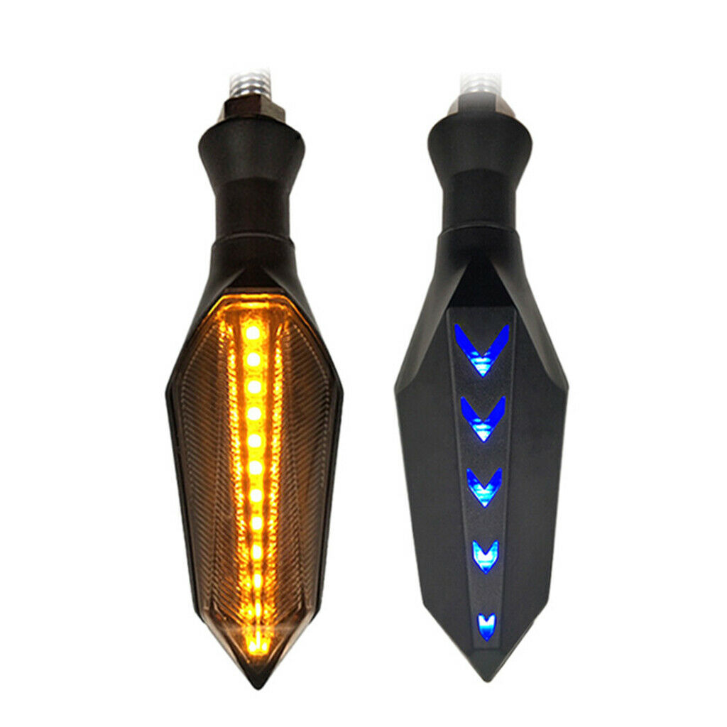 1 Pair Dual Color LED Motorcycle Turn Signal Lights Amber Flashing Turning
