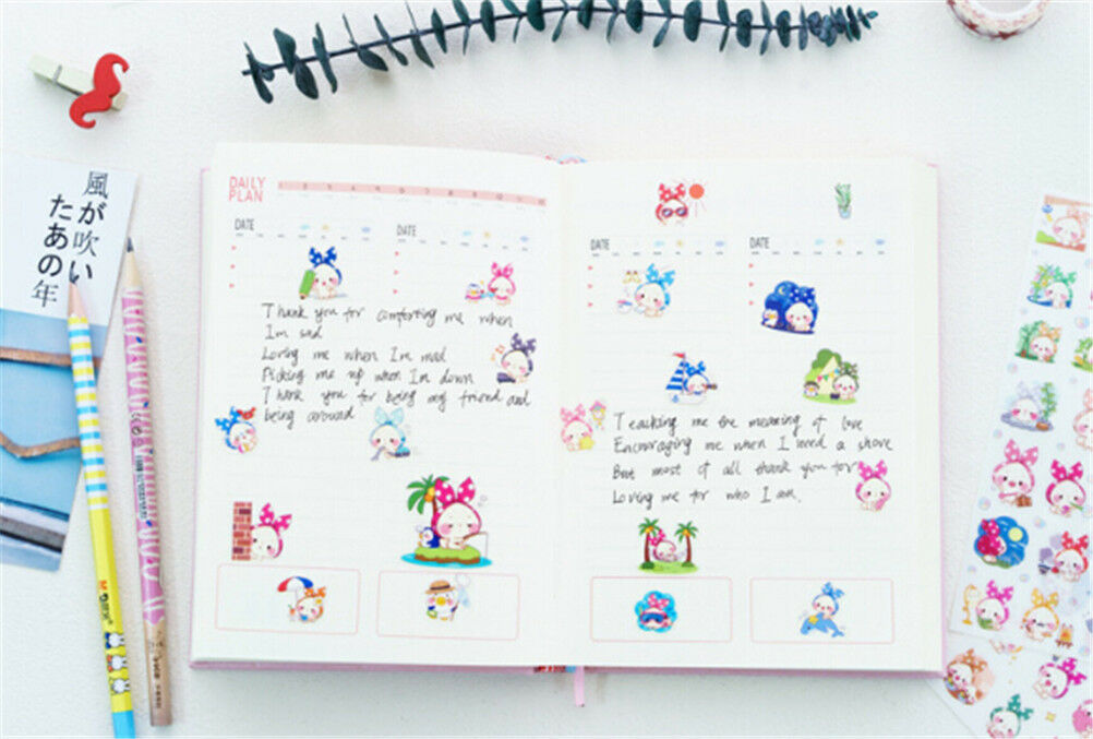6pcs Cute scarf animal PVC paper stickers diy decoration album scrapboo.l8