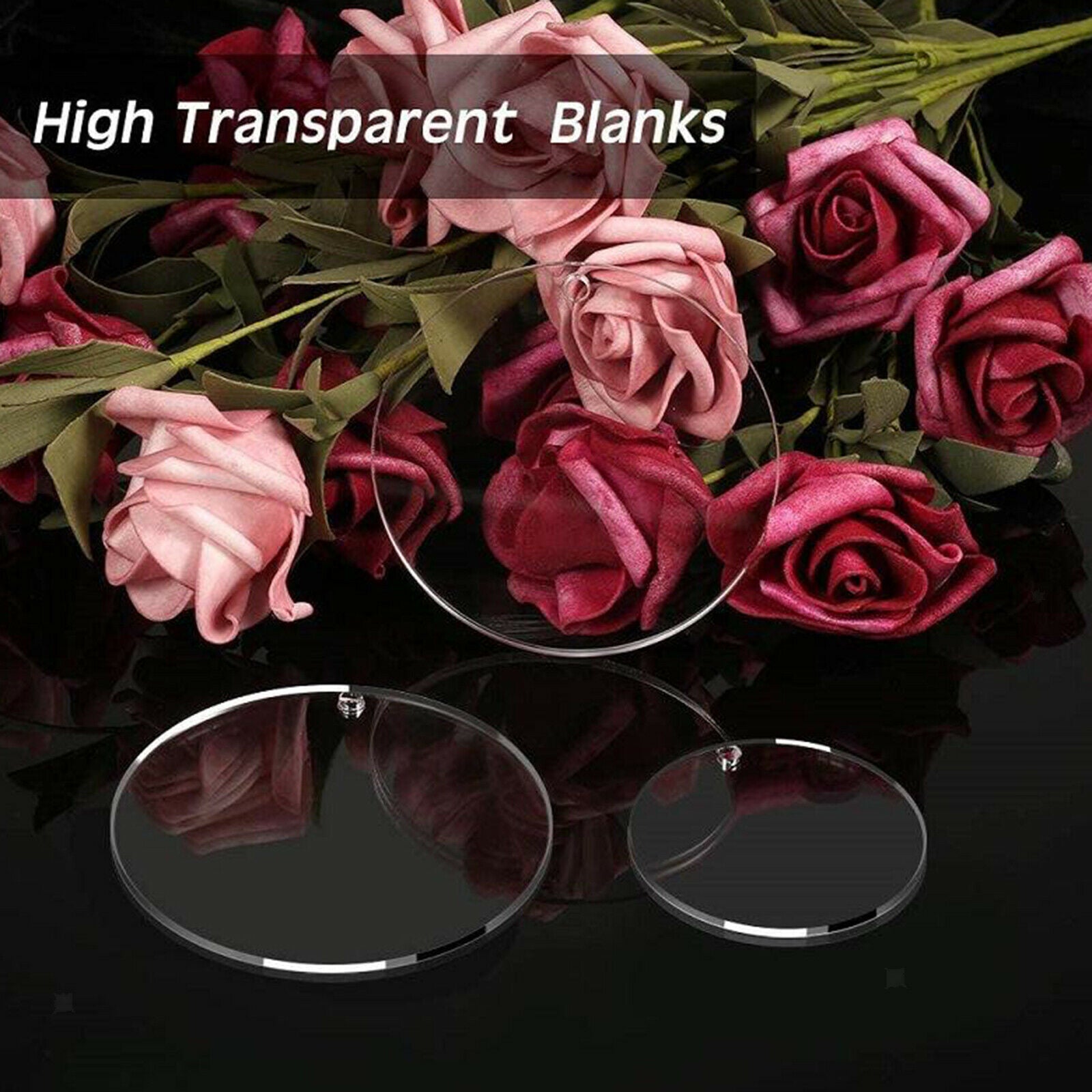 74Pc Acrylic Transparent Circle Blanks Keychain Tassels Set Including Acrylic