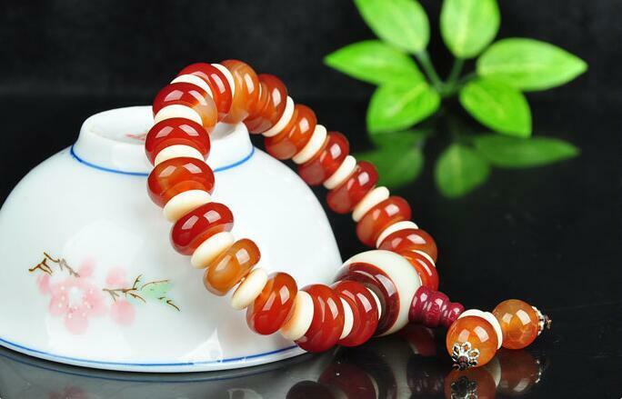Fashion hand-knitted natural agate chalcedony beads elastic bracelets bracelets