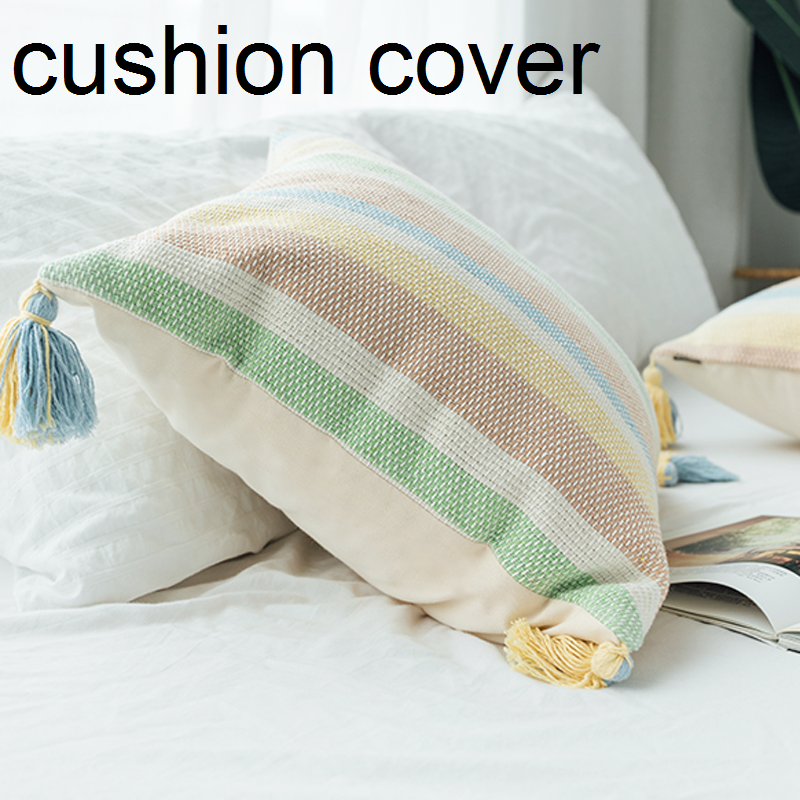 1PC Pillowcase Cotton Blend Stripe Cushion Case Cover 45cm Square Decor Boho