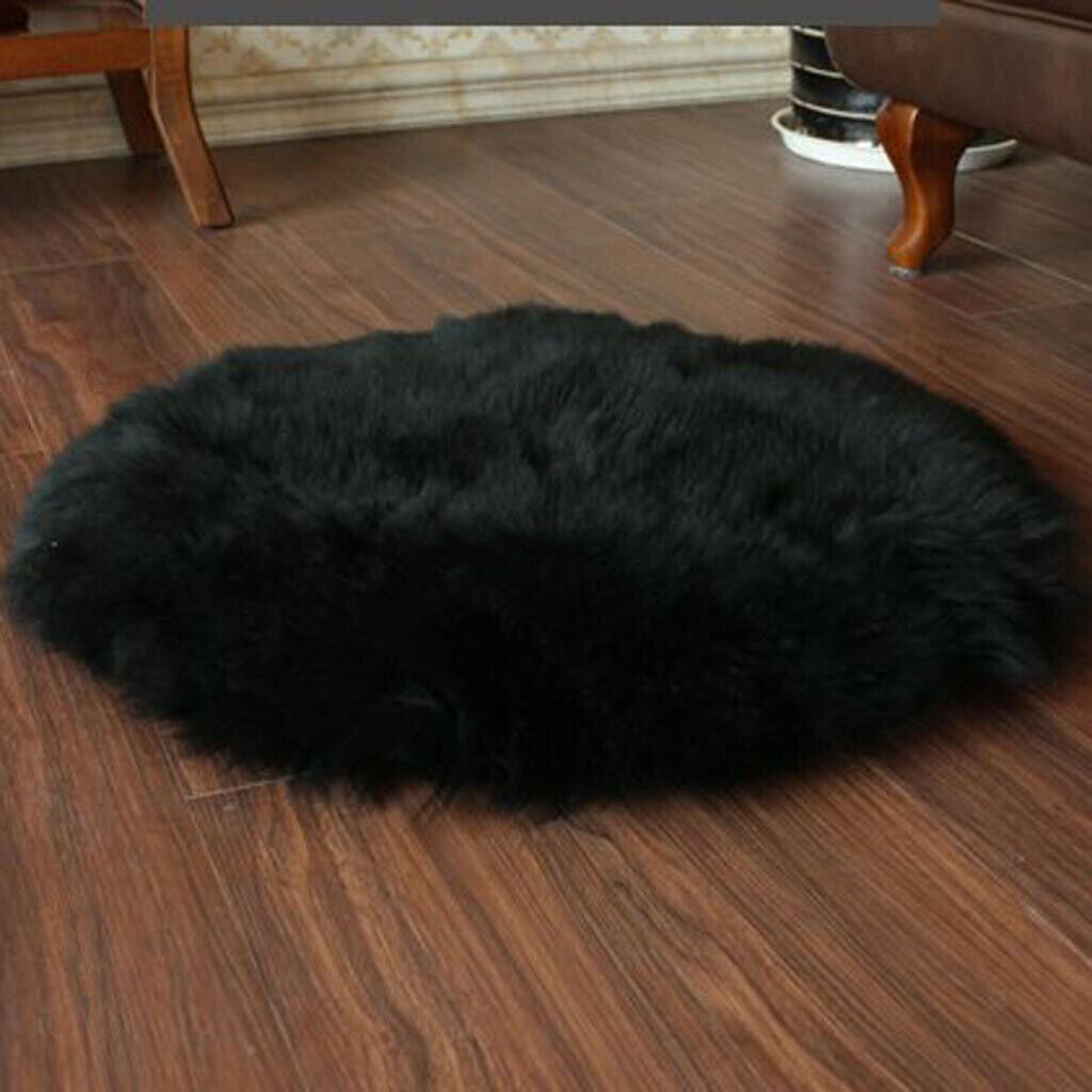 Black Soft Indoor Smooth Faux Fur Small Rugs Anti-Skid Shaggy Area Rug Mat