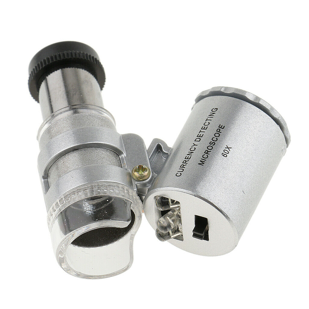 60X Portable Mini Magnifier Illuminated Jewelry Eye Loupe Currency Detector