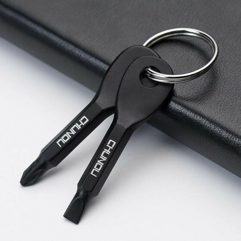 2 Keys Stainless Keychain Pocket Screwdriver Tool Set EDC Outdoor Multifu.l8
