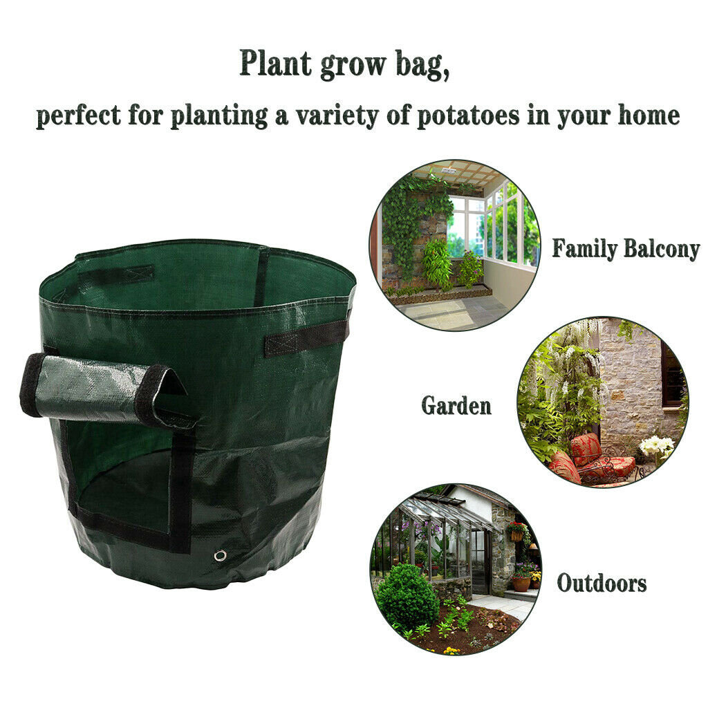 3Pcs 7 Gallon Garden Potato Grow Bags Container with Handles Flap Sturdy