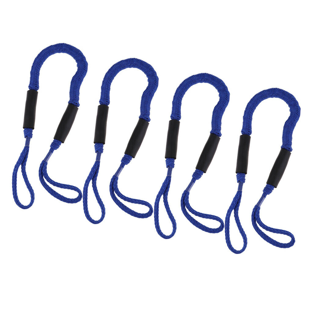 4pcs Lightweight Strength 5ft Nylon Boat Bungee Dock Line Mooring Cord
