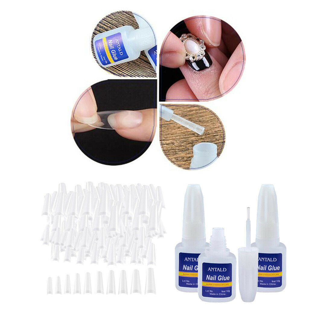 500 False Nails Acrylic Press on Nail Tips with Nails Glue DIY Nail Salon