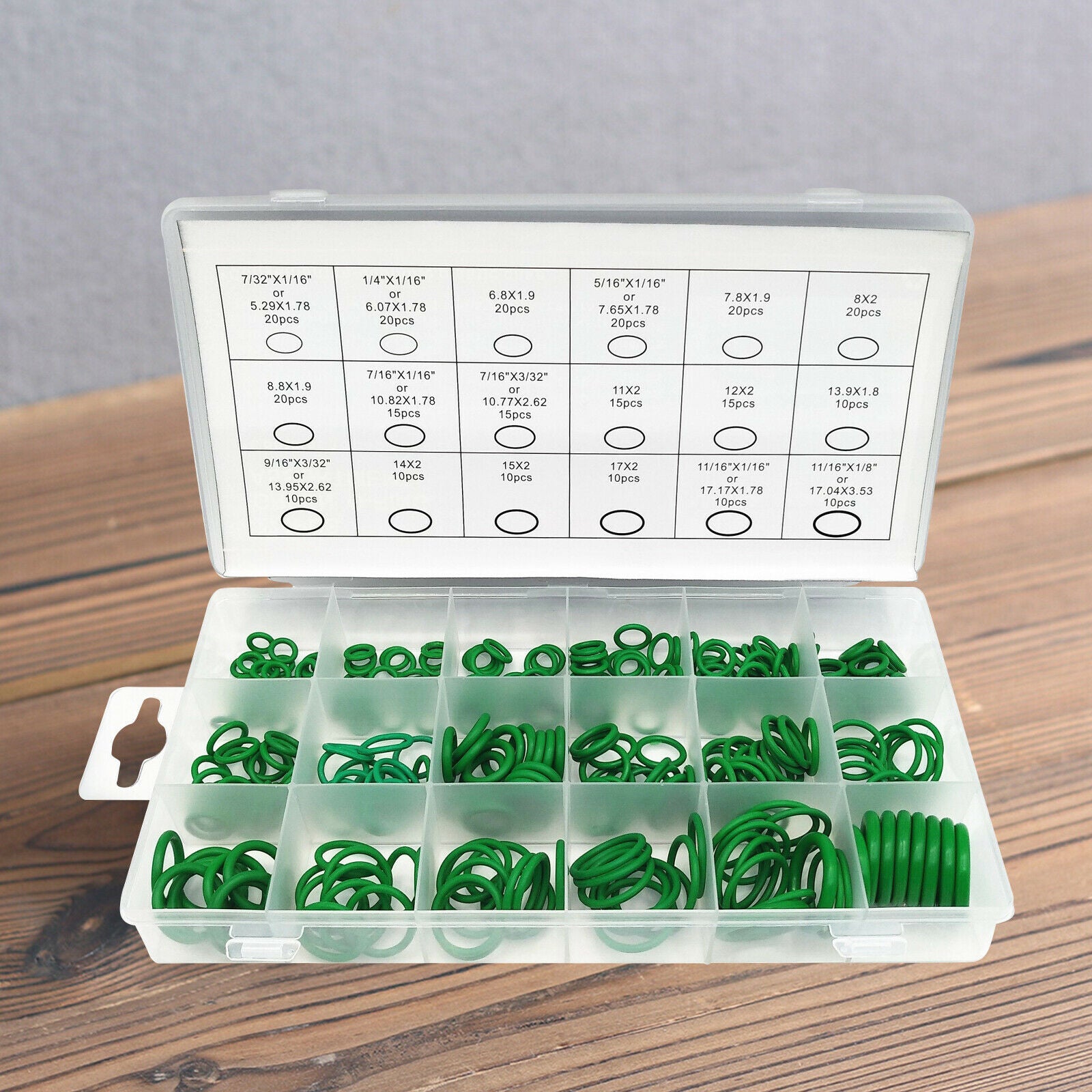 270 Pieces Green Rubber Seal O-Ring Washer Assortment Set for Car Repair