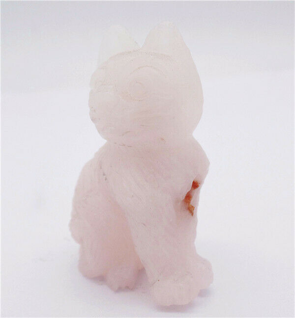 48x32x20mm Natural Rose Quartz Carved Cat Decoration Statue Home Decor HH7658