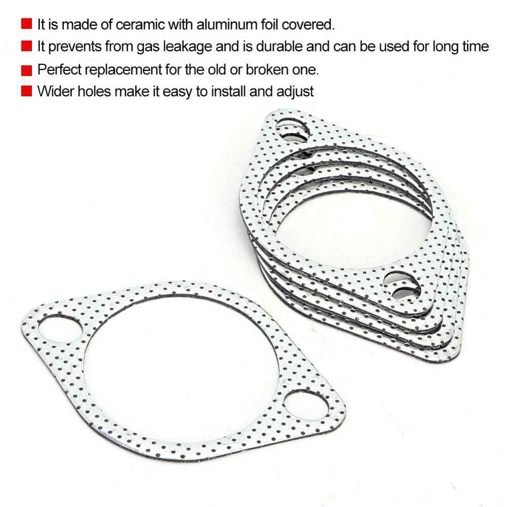 5Pcs  3in Ceramic Exhaust Pipe Metal Gasket with Reinforced Ring 76mm Downpipe