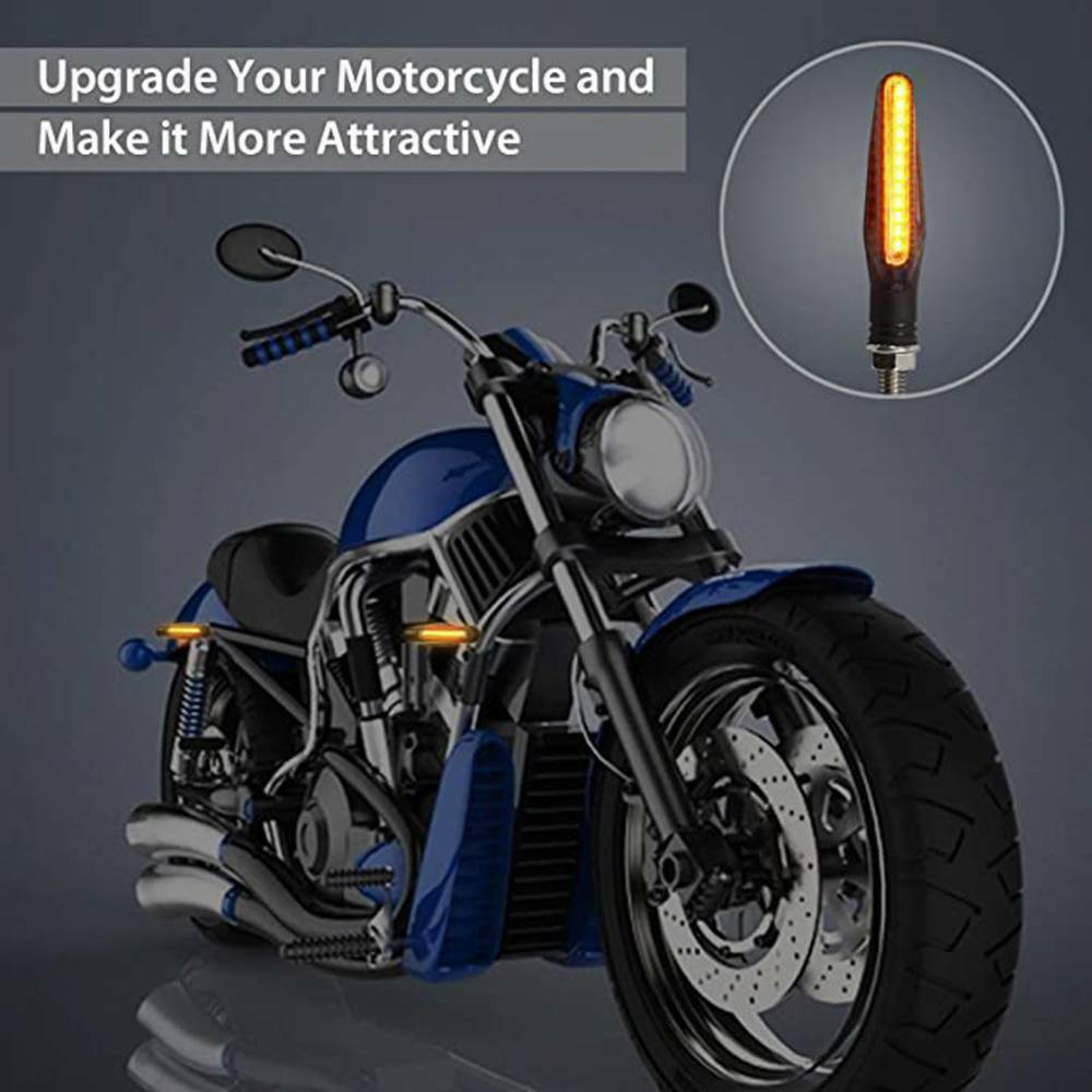 4PCS UNIVERSAL FLOWING MOTORCYCLE LED TURN SIGNAL INDICATOR BLINKER AMBER LIGHT