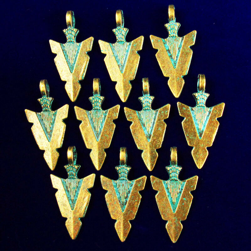30Pcs Carved Brass Bronze Arrow Pendant Bead 30x15x5mm A-69PJ