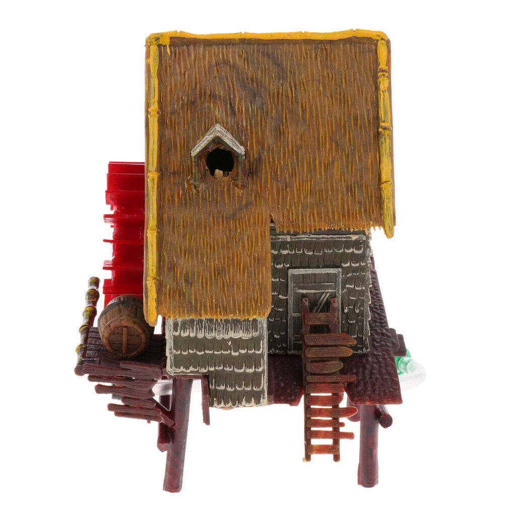 Aquarium decoration ornaments house with water wheel for aquarium