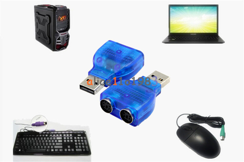 New USB Male To Dual PS2 PS/2 Female Mouse Keyboard Splitter Converter Adapter