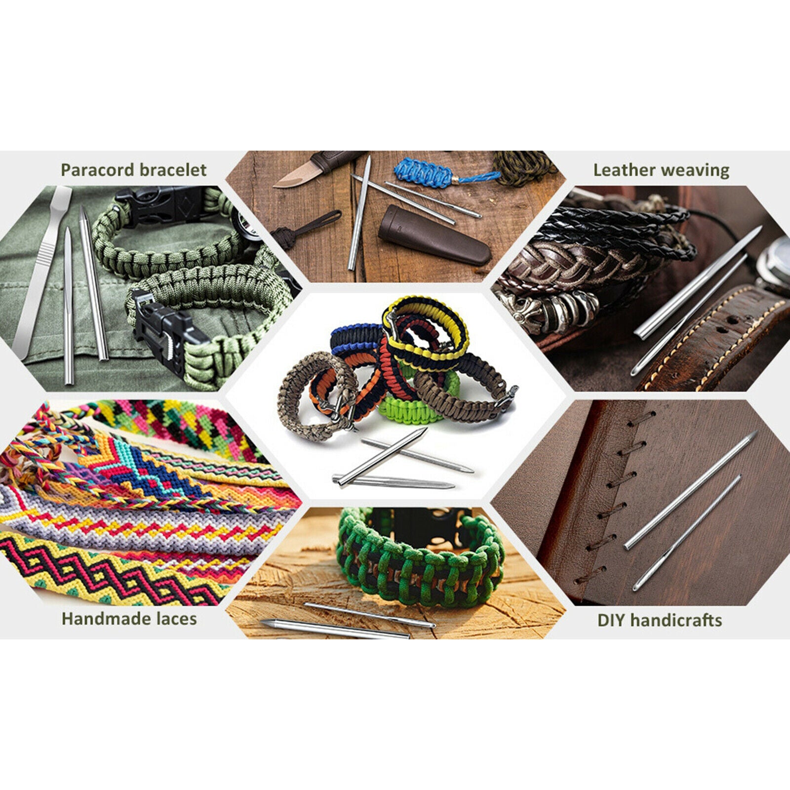 Paracord Lacing Needles Stainless Steel Tool Set Fid Lacing Stitching 4Pcs