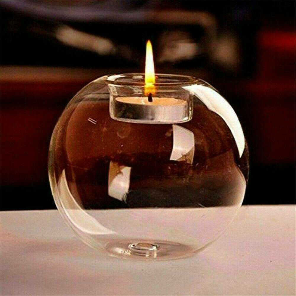 Glass Bauble Candle Holder Ball Shape Tea Light Candlestick Wedding Decor UK