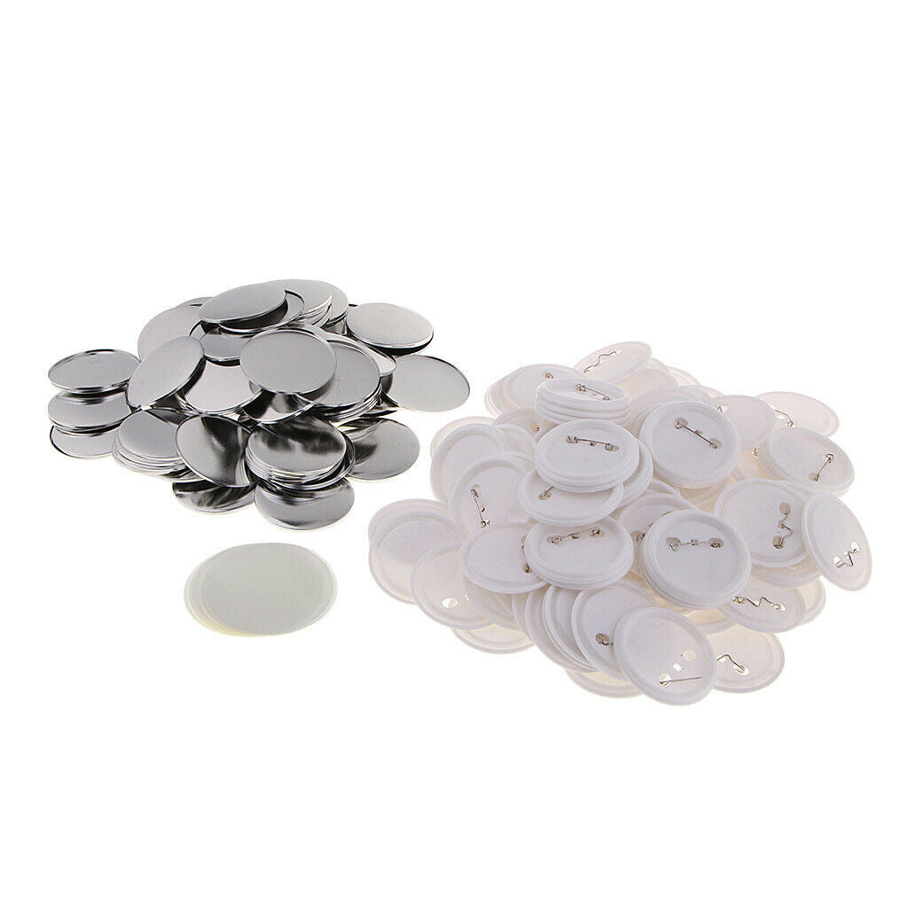 Button Parts 58mm Button Maker Parts 2.28Inch 100Pcs Top/Bottom Cover Clip Pin