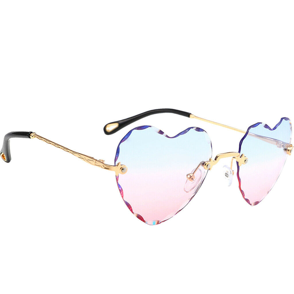 2x Women Gradient Rimless Heart Shape Fashion UV400 Protection Sun Glasses