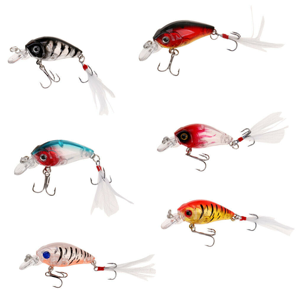 6 Pieces Fishing Lure Bait Crankbait Shallow Diving Hook Multicolor Plastic Lure
