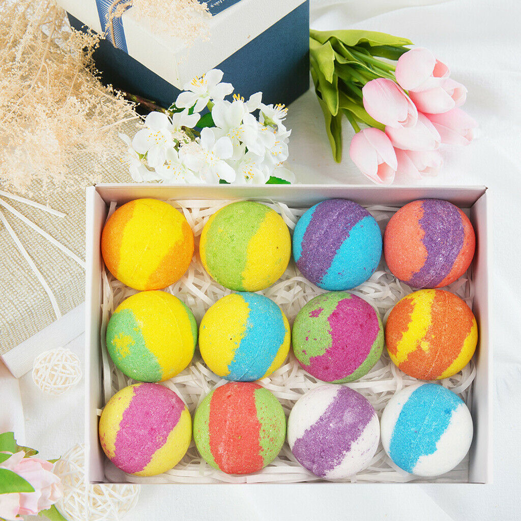 12pc Large Bubble Bath Fizzy Salt Essential Oils Bath Bomb Balls Gift Set
