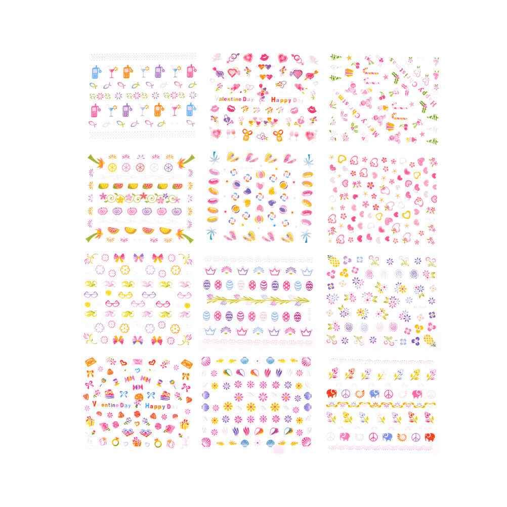 5Sheets Cartoon Kids Safety Nail Stickers DIY Makeup Nail Art Christmas GiftY BU