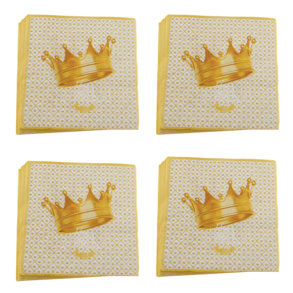 80 Pack Crown Design Paper Napkins for Wedding Party Decor Golden