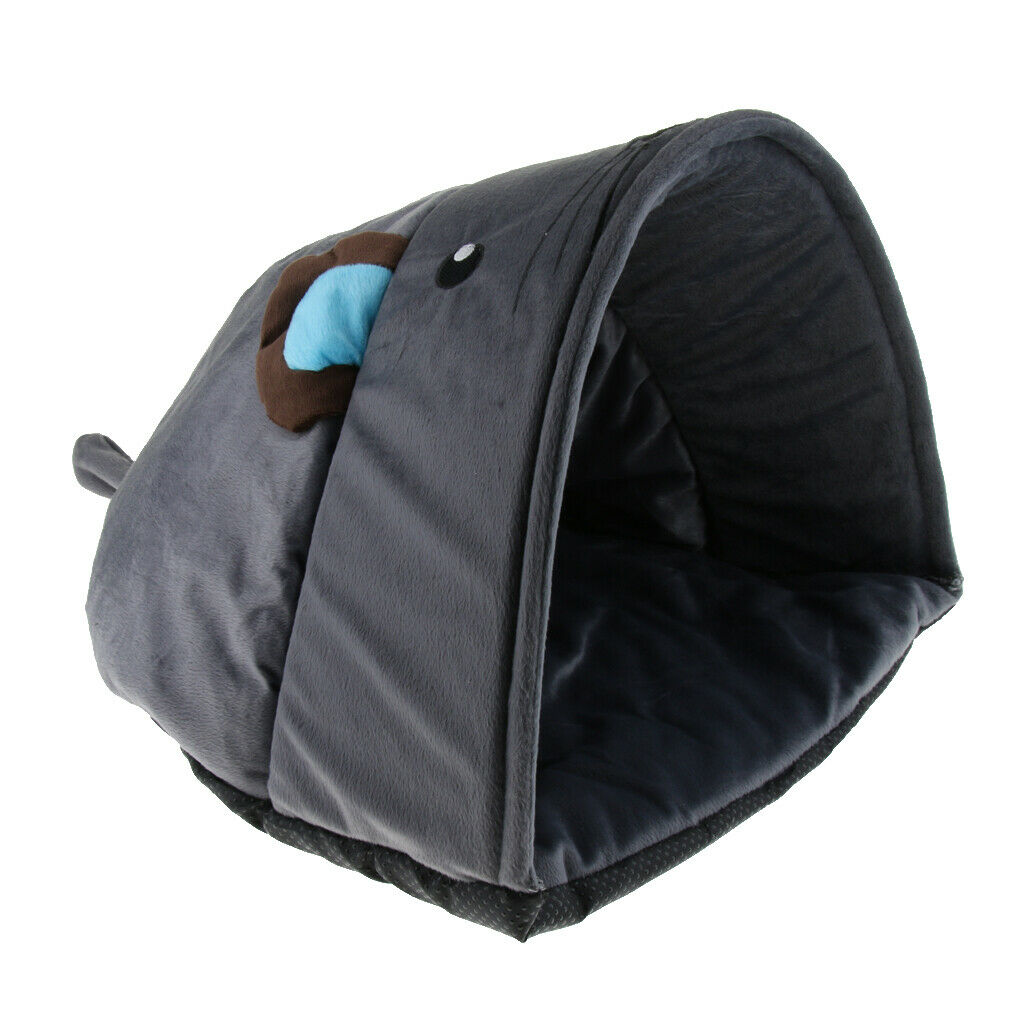 Cartoon Animal Shape Pet Cat Kitten Warm Soft House Nest Bed Gray