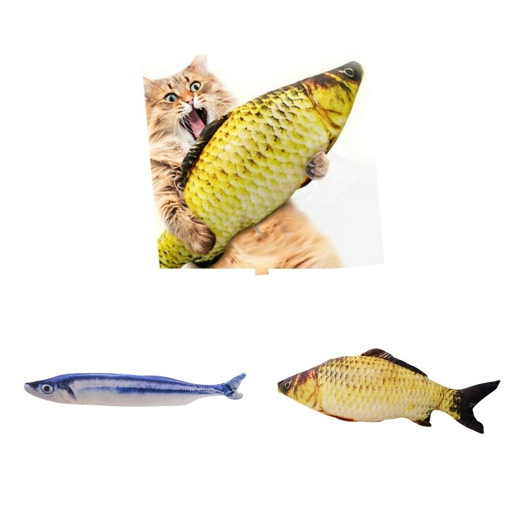 Set of 2 Cat Moving Flopping Fish Toys Cat Chew Kicker For Pet Cat Supplies