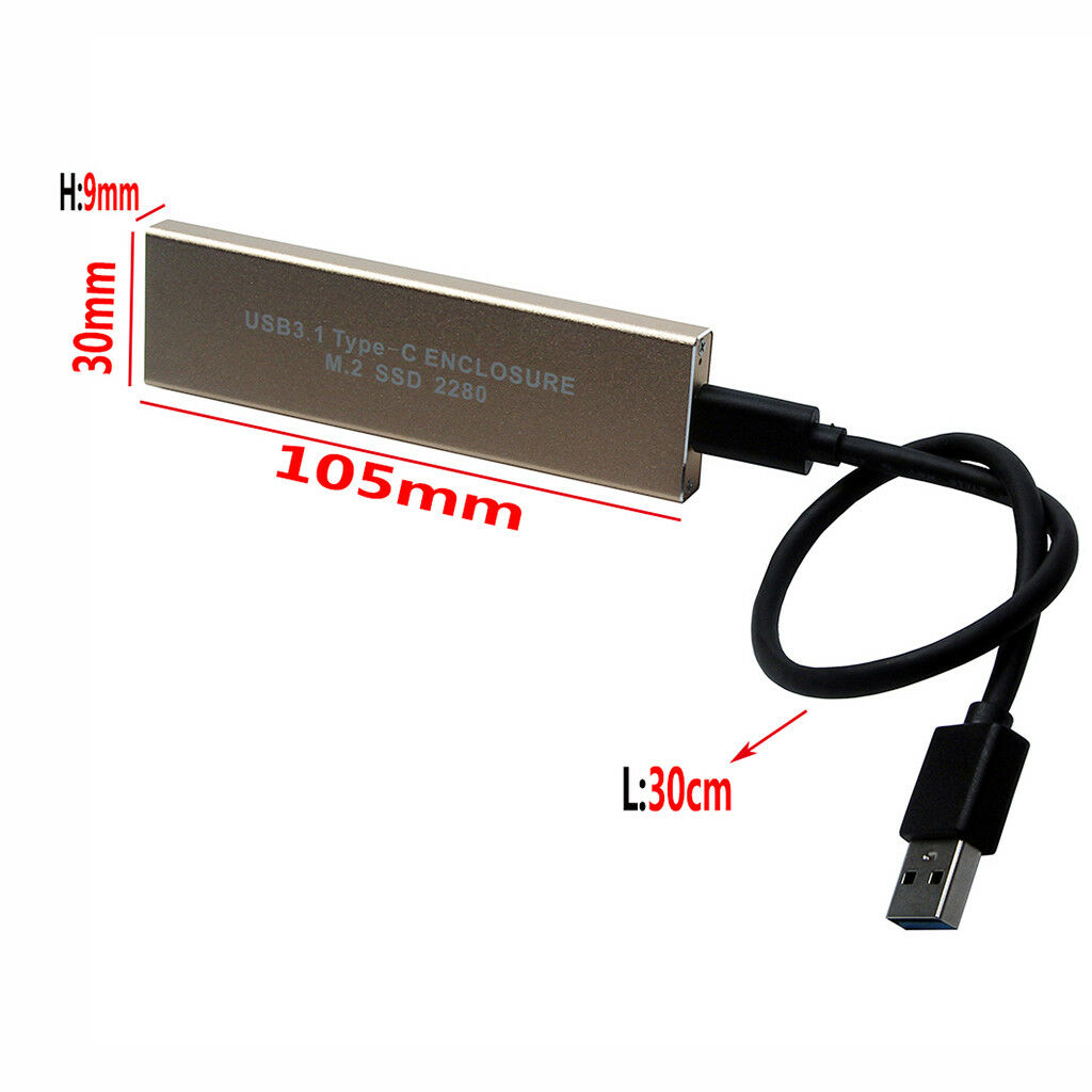 High Speed PCIE USB3.1 HDD Enclosure M.2 to USB Type-C 3.1 Hard Drive Case