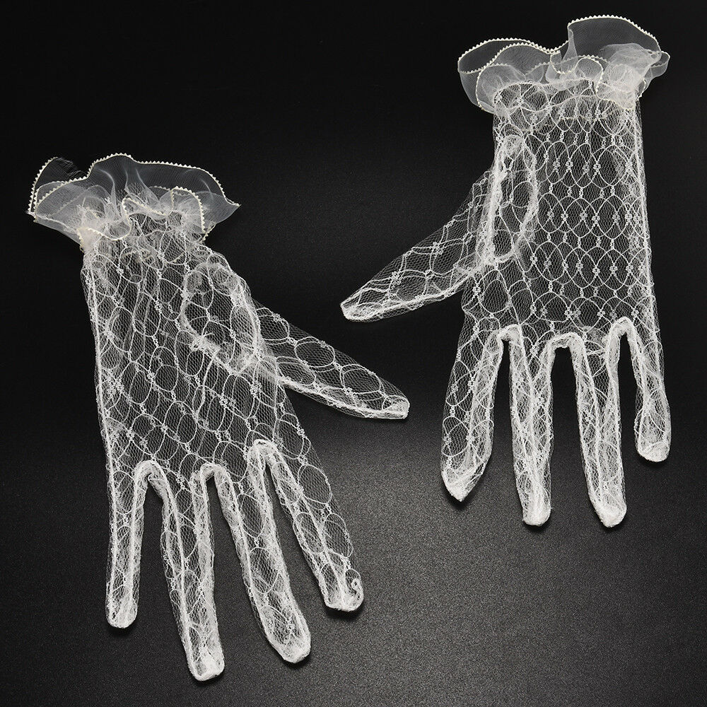 Elegant Ivory Lace Wedding Gloves Women's Wedding Bridal Party Lace Gloves 1Pair