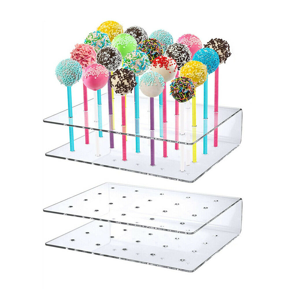 2 Pieces Transparent 20 Holes Acrylic Lollipop Stand Rack for Family Party
